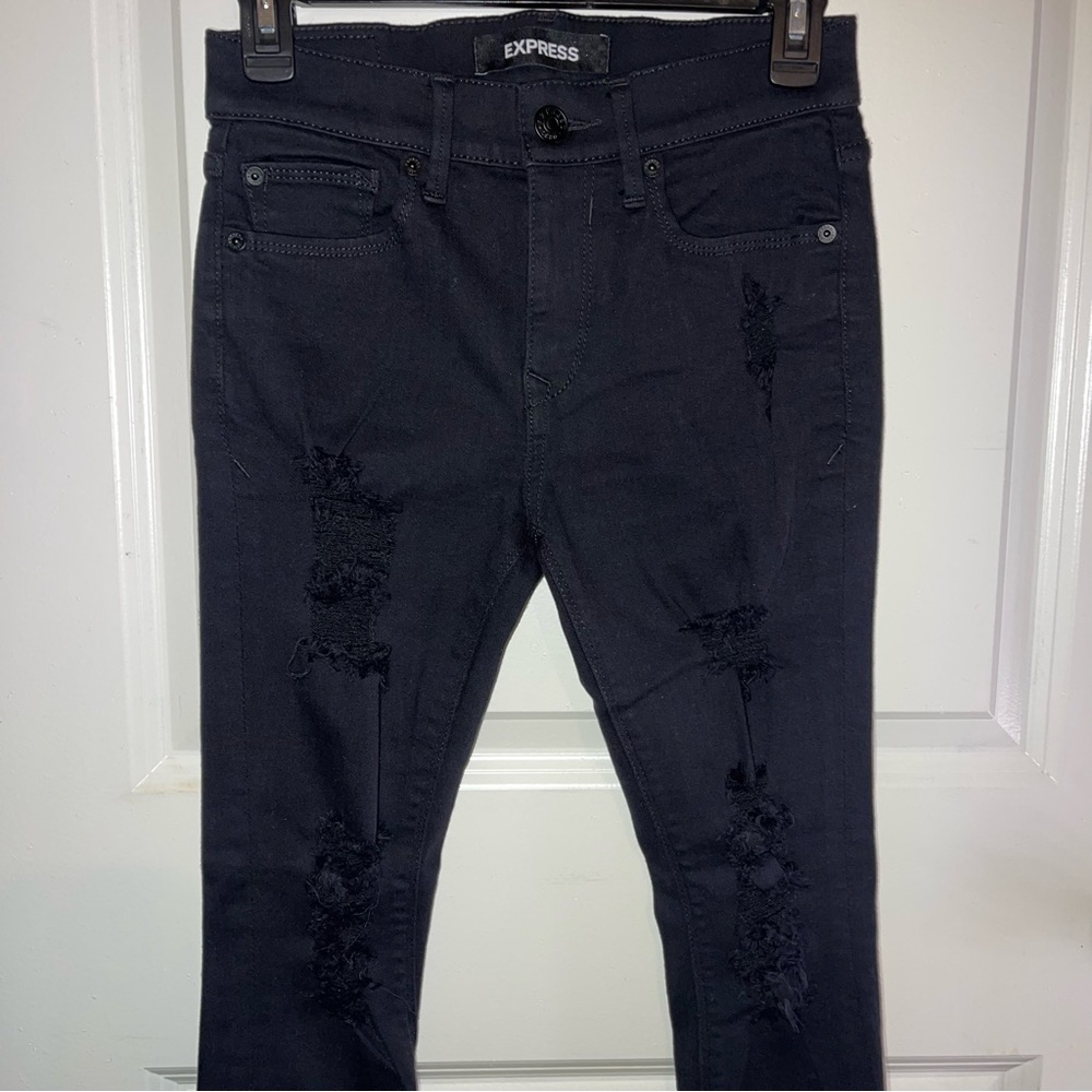 Express Black Ripped Mid Rise Legging - Picture 3 of 7